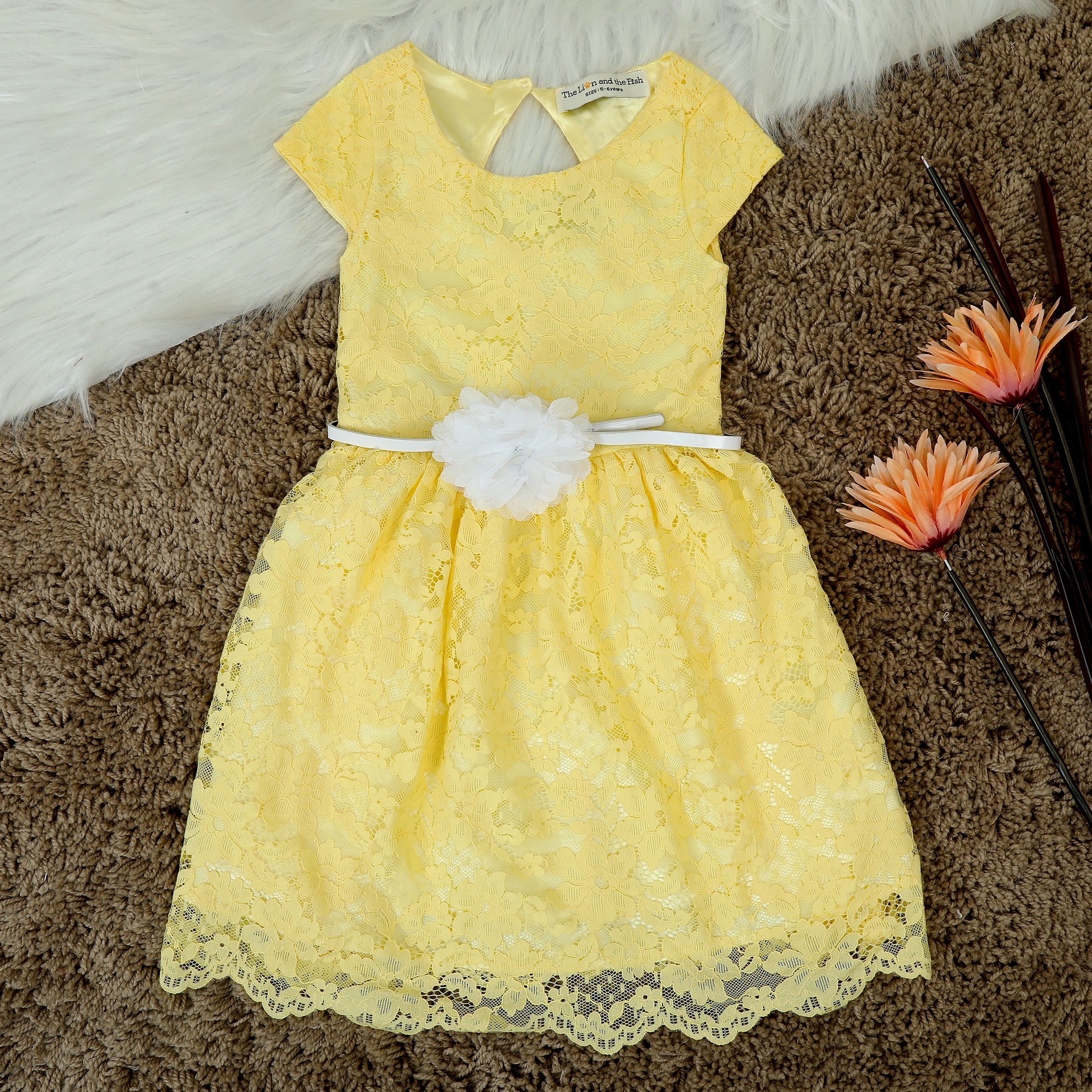 Floral Yellow Girls Dress