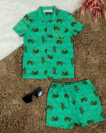 Half Sleeve Green Night Suit for Boys 