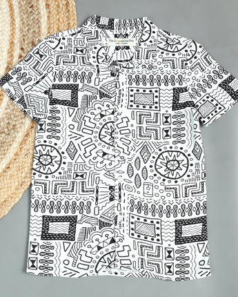 Aztec White Printed Shirts for Boys