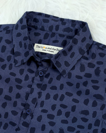 Boys Leopard Print Shirt Navy Blue