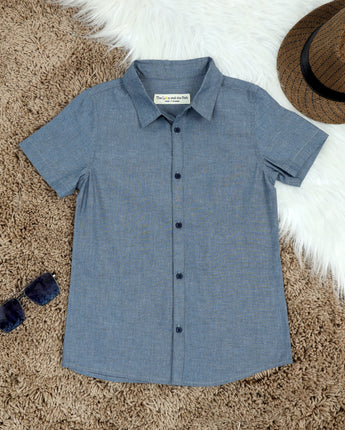 Boys Solid Shirt Fossil Grey