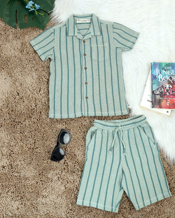 Boys Shirt & Short Co-Ord Set Columbia Blue