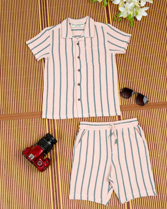 Boys Shirt & Short Co-Ord Set Baby Pink