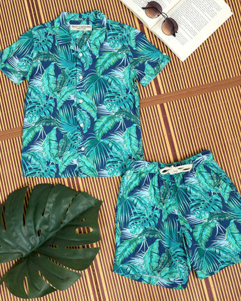 Hawaiian Blue Printed Co Ord Set for Boys 