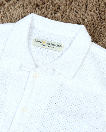 Boys Embroidered Shirt Schiffli White