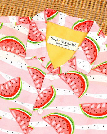 Boys Fruit Printed Shirt & Short Co-Ord Set Pink Red