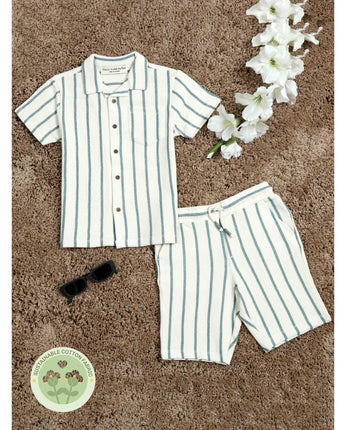 Teal Striped Co Ord Set for Boys 