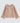 Girls Embroidered Gingham Checkered Top with Peter Pan Collar Toffee Brown