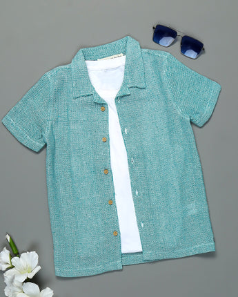 Boys Solid Blue Shirt 