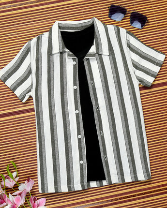 Boys Striped Shirt Green White