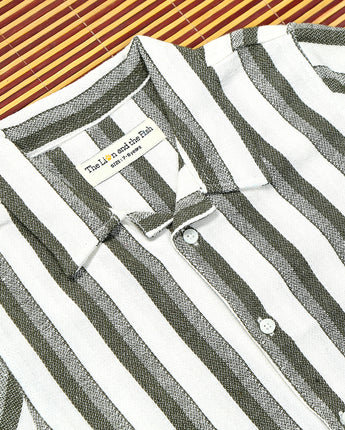 Boys Striped Shirt Green White