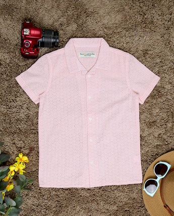 Boys Embroidered Shirt Baby Pink