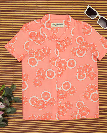 Boys Printed Shirt Coral Orange