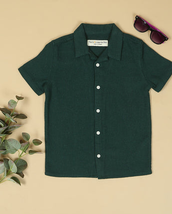 Boys Solid Shirt Forest Green