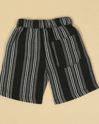 Boys Striped Short Black White