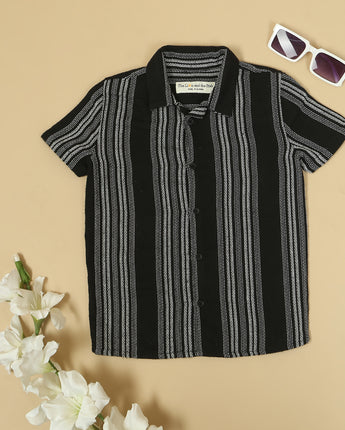 Boys Striped Shirt Black White