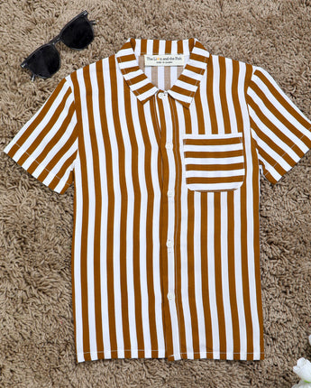  boys brown striped shirts