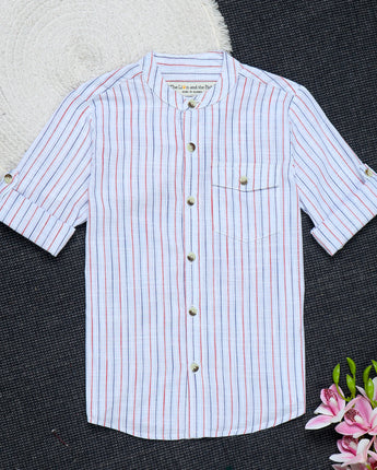 Multi Stripe Roll Up Shirt Sleeves for Boys