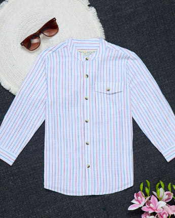 Multi Stripe Roll Up Shirt Sleeves for Boys