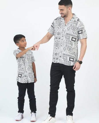 Black Printed Father & Son Shirt 