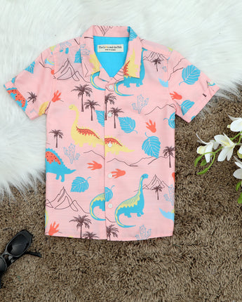 Peach Dinosaur Print Shirt