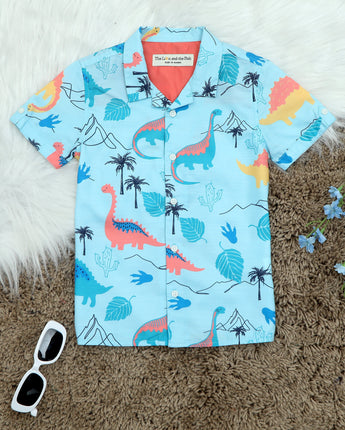 Blue Dinosaur Print Shirt