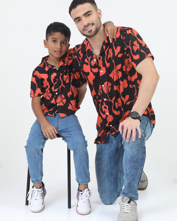  Orange Printed Daddy and Son Shirts