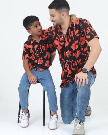  Orange Printed Daddy and Son Shirts