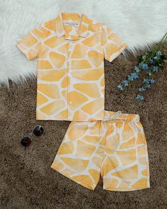 Boys Yellow Printed Co ord Set 