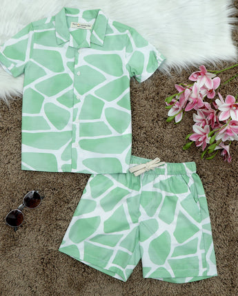  Pastel Green Printed Co Ord Set for Boys 