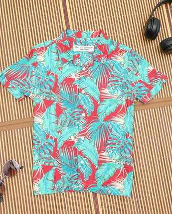 Hawaiian Tropical Red Shirt