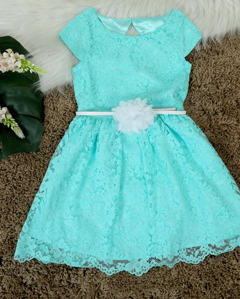 Floral Pastel Green Girls Dress