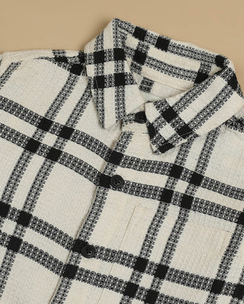 Boys Tartan Checked Shirt White Black