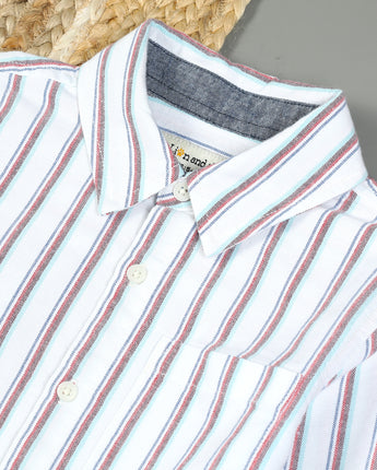 Boys Stripe Full Sleeve Shirt Light Ivory