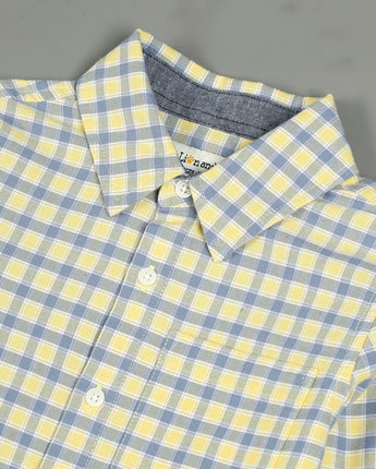 Boys Brushed Cotton Checkered Shirt Bumblebee Yellow