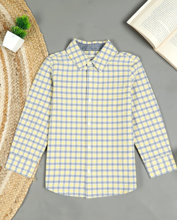 Boys Brushed Cotton Checkered Shirt Bumblebee Yellow