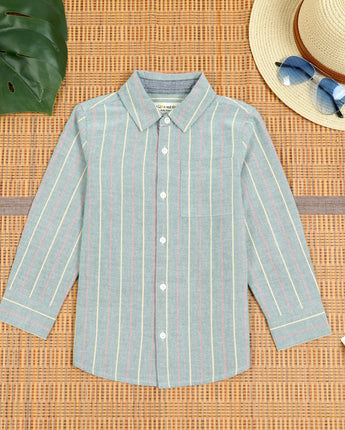 Boys Stripe Full Sleeve Shirt Mint