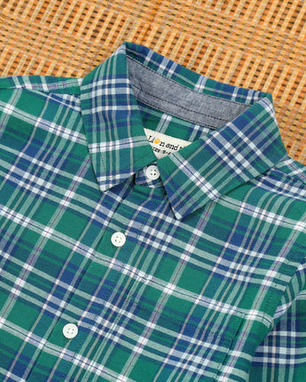 Boys Brushed Cotton Checkered Shirt Green