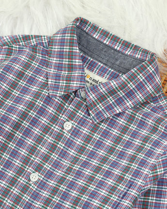 Boys Brushed Cotton Checkered Shirt Purple