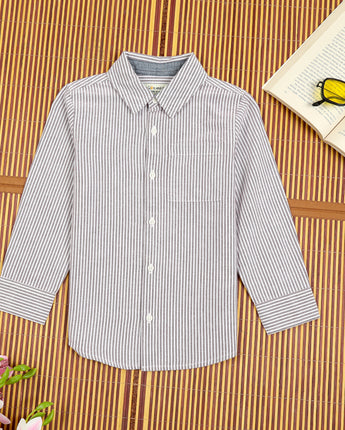 Boys Stripe Full Sleeve Shirt Brown