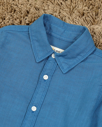 Boys OverDyed Full Sleeve Shirt Cerulean