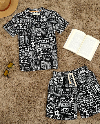 Boys Black printed Two Piece Sets