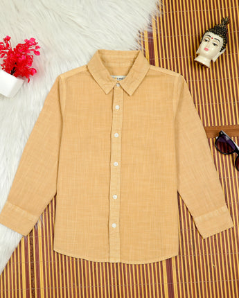 Boys OverDyed Full Sleeve Shirt British Tan