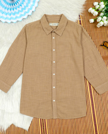 Boys OverDyed Full Sleeve Shirt Sandstone