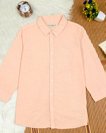 Boys OverDyed Full Sleeve Shirt Barely Peach