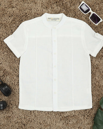 White Boys Mandarin Collar Shirt