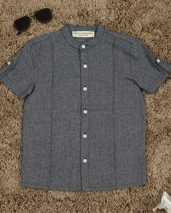  Boys Grey Mandarin Collar Shirt Online