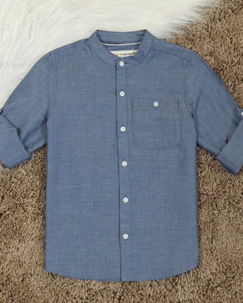 Blue Roll Up Shirt Sleeves for Boys