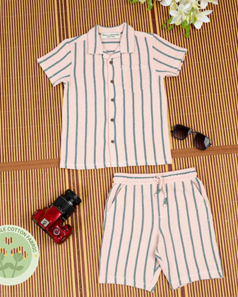 Boys Shirt & Short Co-Ord Set Baby Pink