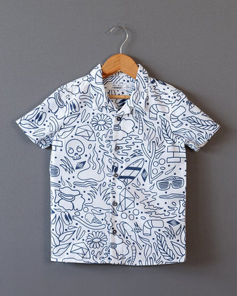 Doodles White Kids Printed Shirts